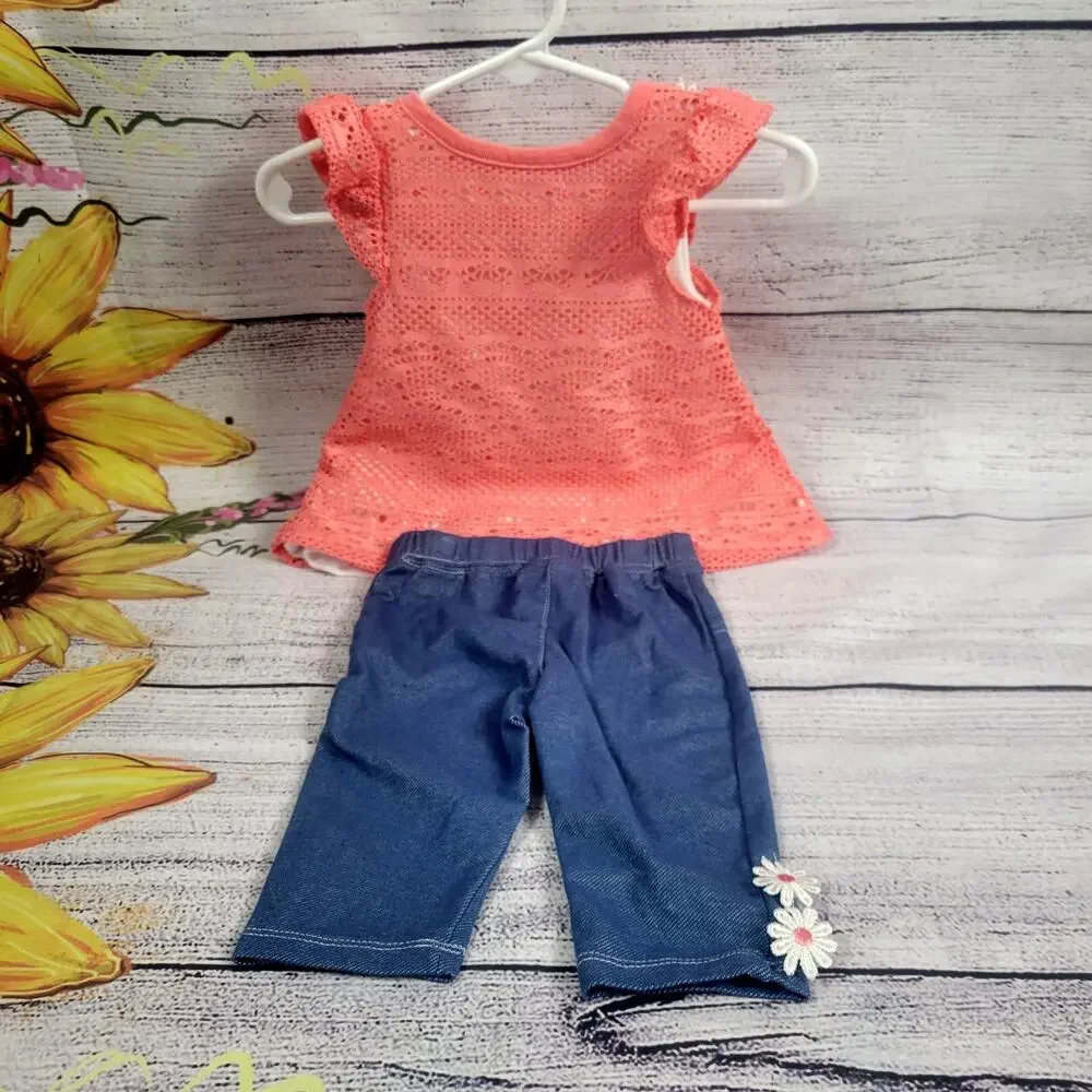 Nannette Baby Girl's 2 Piece Crochet Capri Set Size‎ 12mo NWOT